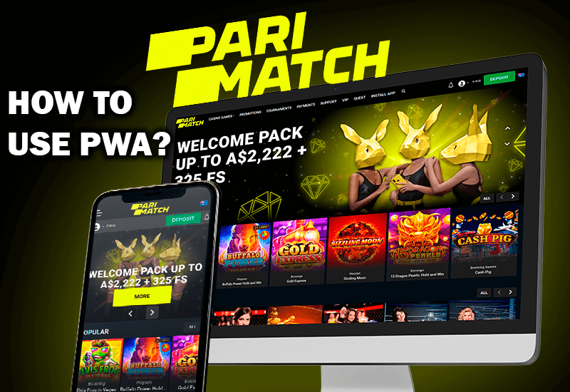 Strona kasyna Pari Match otworzyła się zarówno na monitorze, jak i na smartfonie, a logo casino