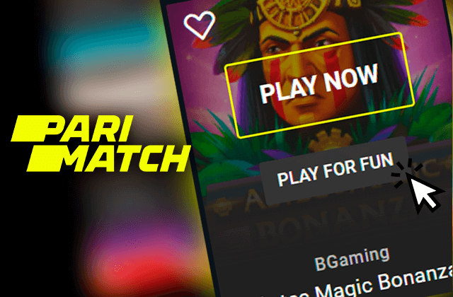 Przycisk Graj dla zabawy na stronie kasyna Pari Match i logo casino
