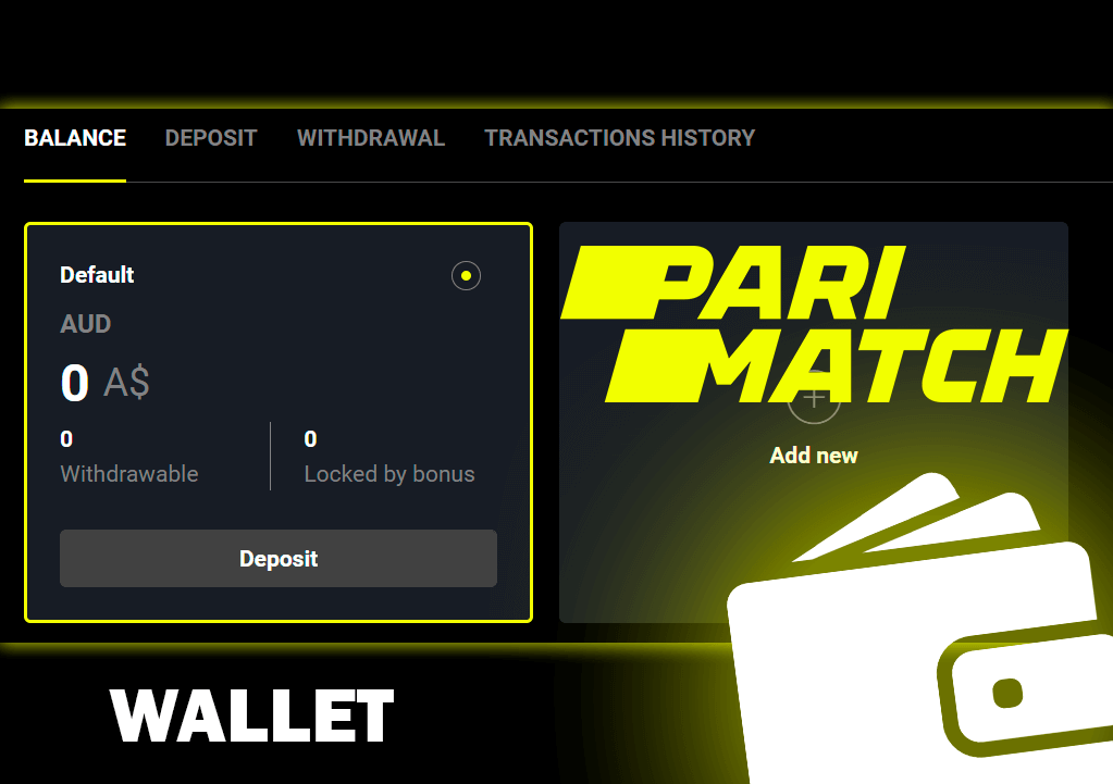 Zrzut ekranu portfela na stronie kasyna Pari Match i logo casino