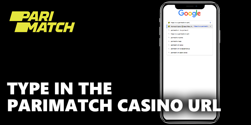 Adres URL Parimatch Casino w przeglądarce mobilnej na iPhonie